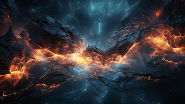 Blue scifi fire wallpaper Generative ai