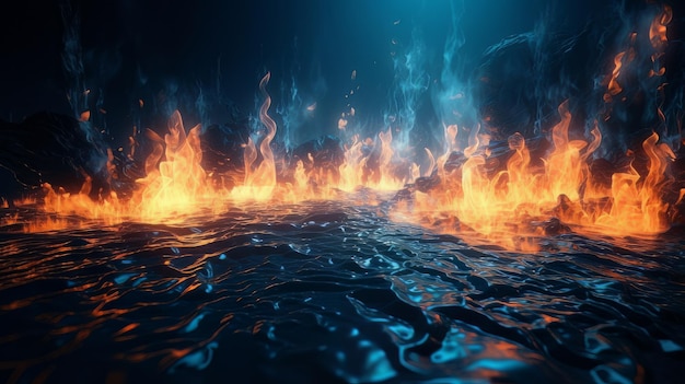 Blue scifi fire wallpaper Generative ai