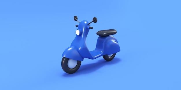 blue scooter in blue background 3d render