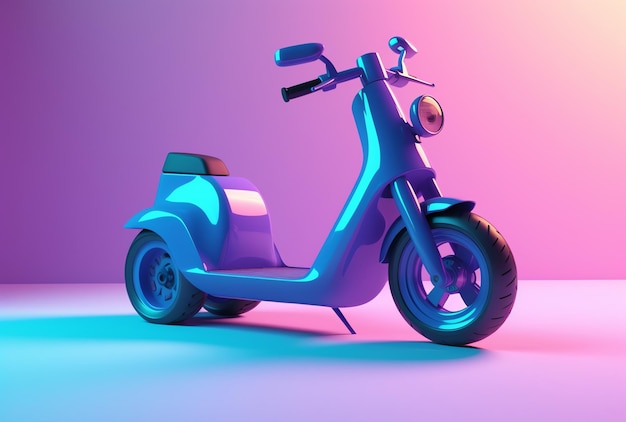 A blue scooter with a pink background.