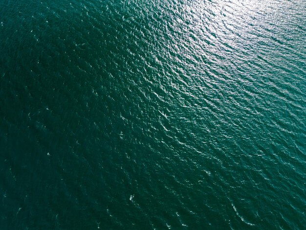 blue sea aerial top down view