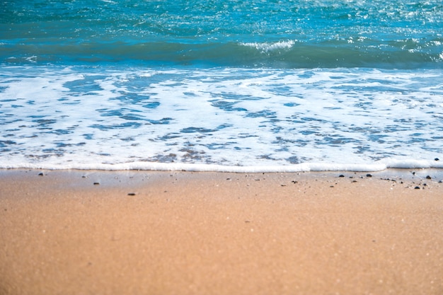 Blue sea and beach with golden sand. Summer vacation background