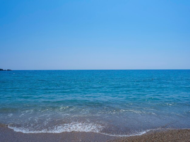 Blue sea and blue sky background