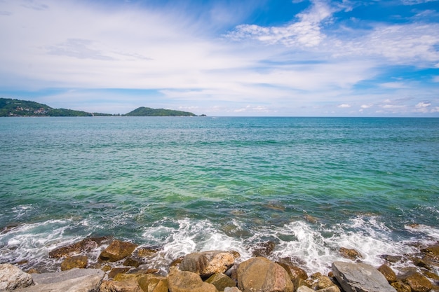 Blue sea and blue sky background