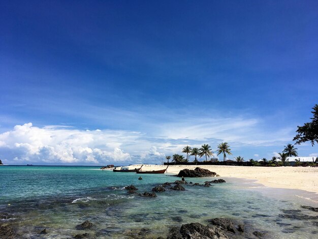 Blue sea and blue sky in tropical paradise