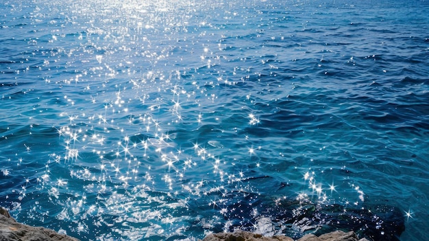 The blue sea sparkled in the sun day