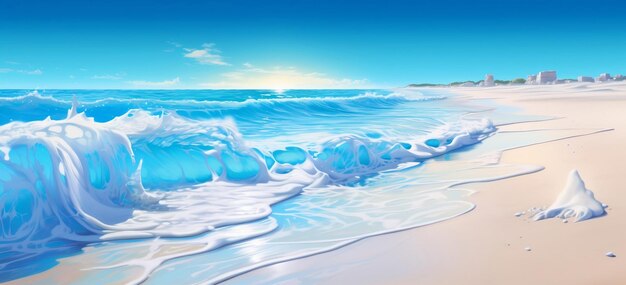 Blue sea and sun above a sandy beach tranquil coastal scenery