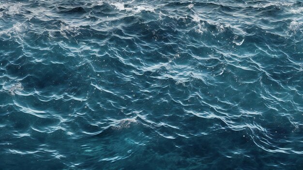 Photo blue sea water background with waves and ripples top view