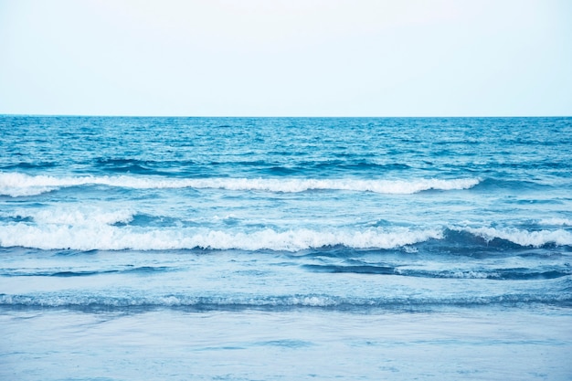 Blue sea water surface on sky