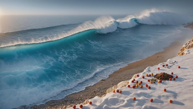 blue sea wave in a white sand beach a place for vacation AI generated