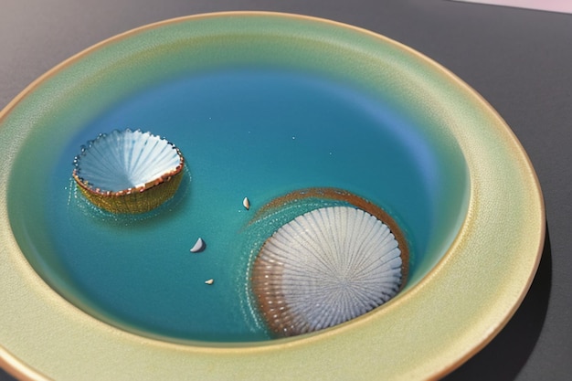사진 푸른 바다 노란 해변 자연 풍경 배경 과일 접시 장식 벽지 그림
