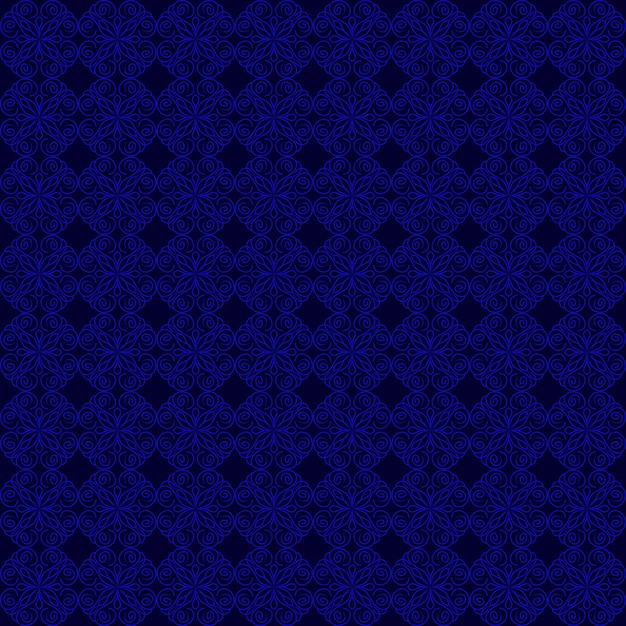 blue seamless pattern floral line