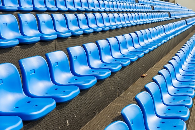 Blue seats on the grandstand