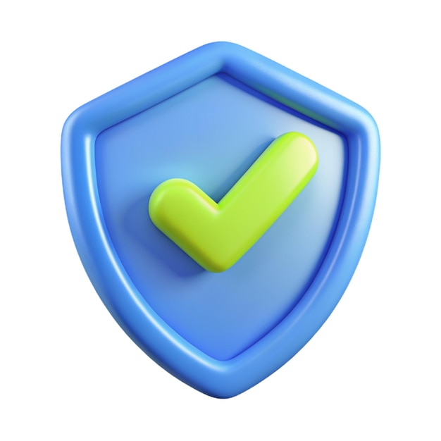 Photo blue shield check 3d icon