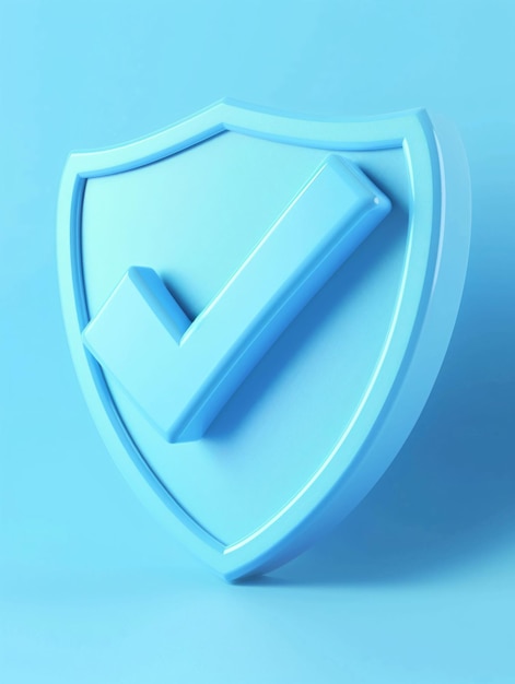 Photo a blue shield with a blue background with a blue letter v on it3d rendering of blue shield 315 c