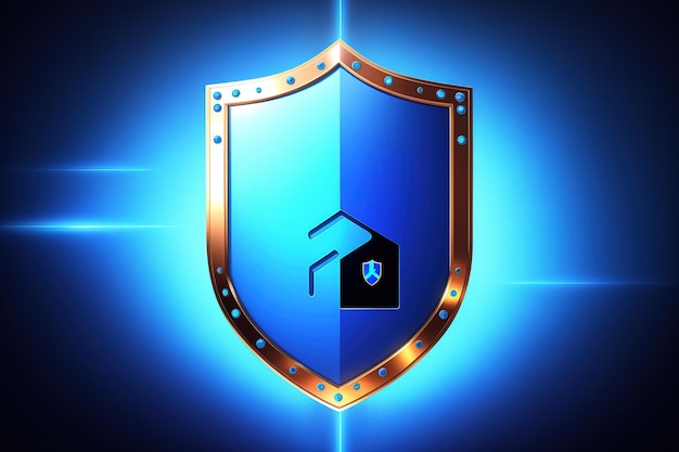 家が描かれた青い盾。