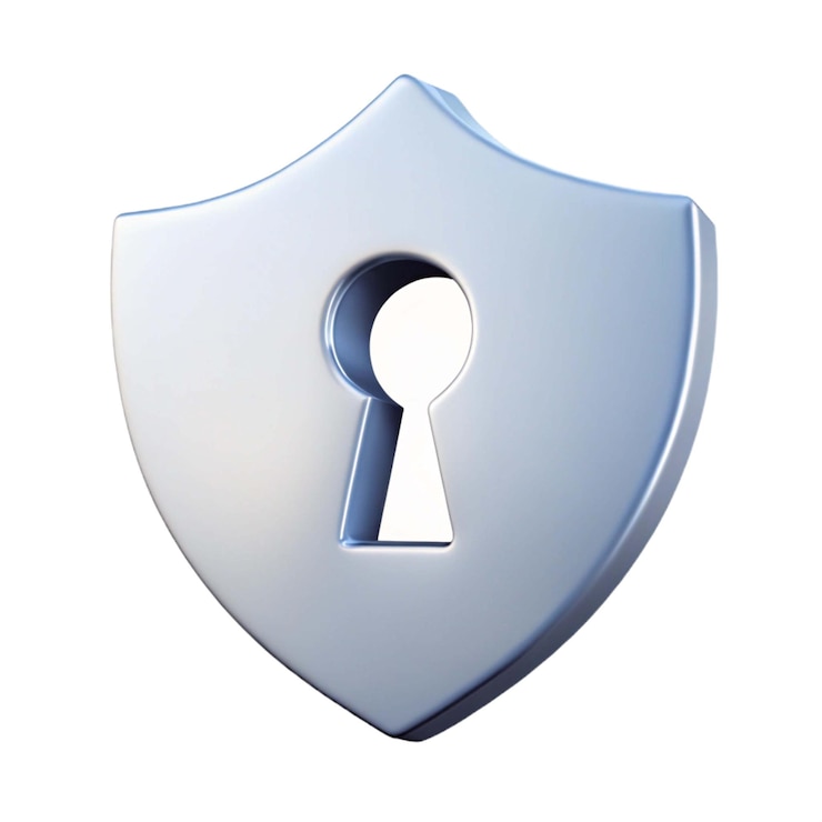 Photo a blue shield with a key that says key