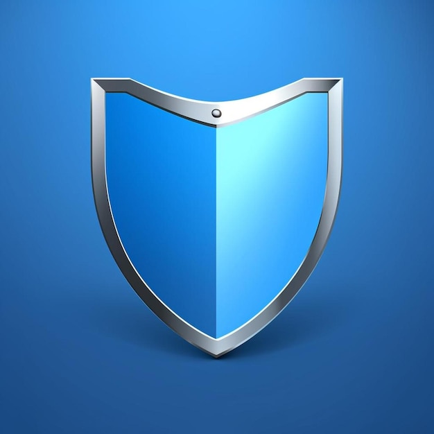 A blue shield with a silver border and a blue background