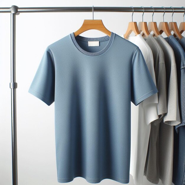 a blue shirt with a blue shirt hanging on a hanger