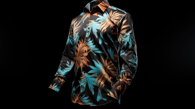 a blue shirt with palm trees on it