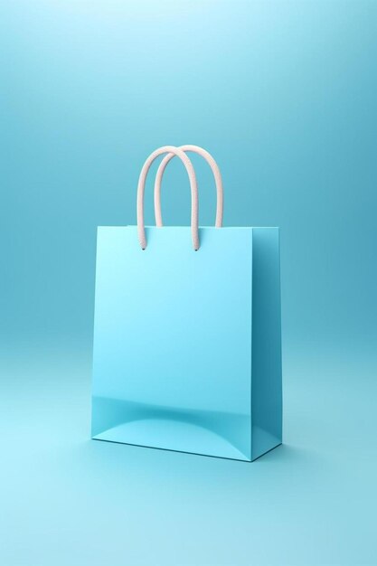 синяя сумка для покупок на синем фоне