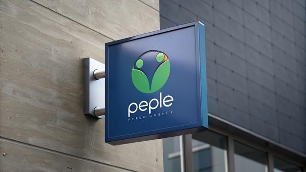 a blue sign that says people in a circle