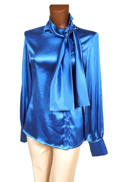 Foto blusa in seta blu