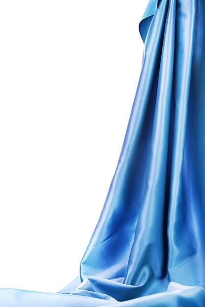 Blue silk drape isolated on white