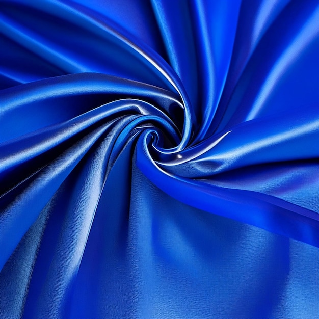 Blue silk fabric background satin cloth texture or sky blue cloth waves