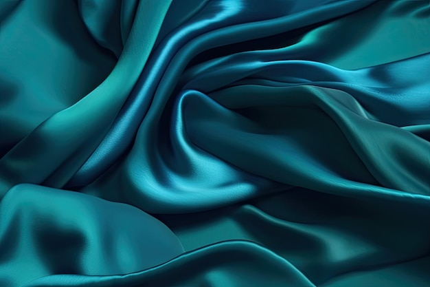 A blue silk fabric that is being blown by wind.