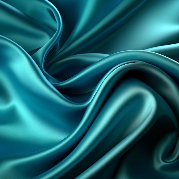 A blue silk fabric that is blowing in the wind.