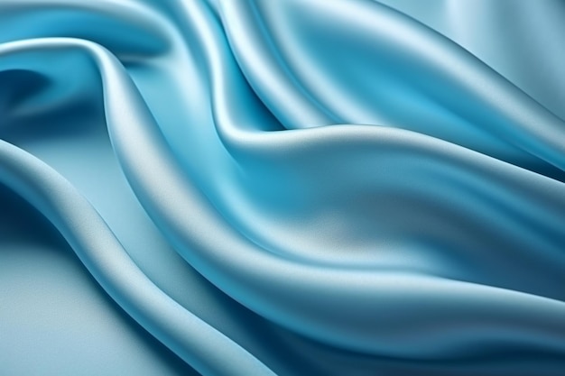 Blue silk fabric that is blowing in the wind.