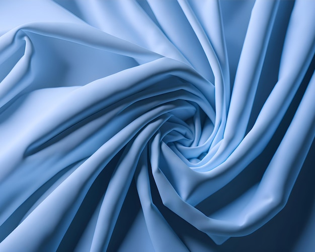 A blue silk fabric with a spiral pattern.