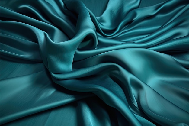 A blue silk fabric with a white background