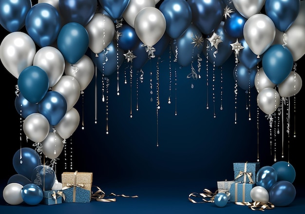 Blue and Silver Balloons Decoration