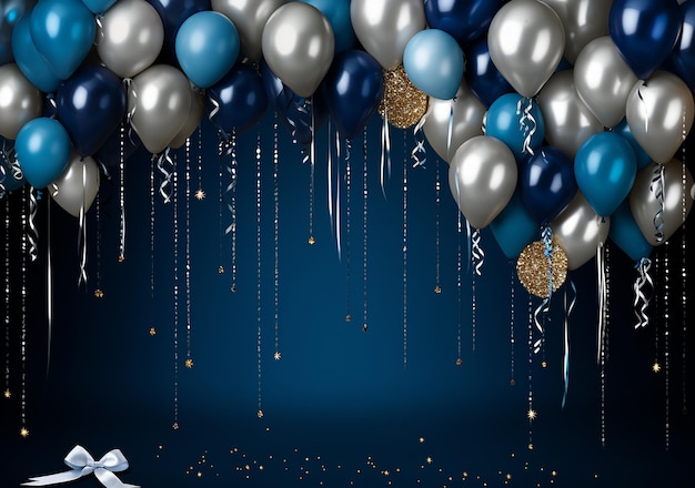 Photo blue and silver balloons decoration