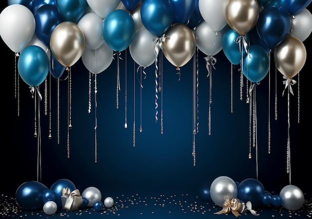 Blue and Silver Balloons Decoration