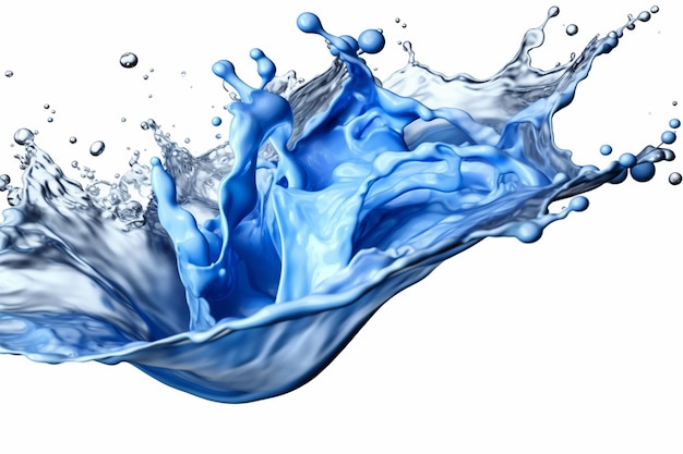 blue and silver water color liquid or Yogurt splash on isolated white background