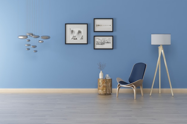 Premium Photo | Blue simple style indoor home background