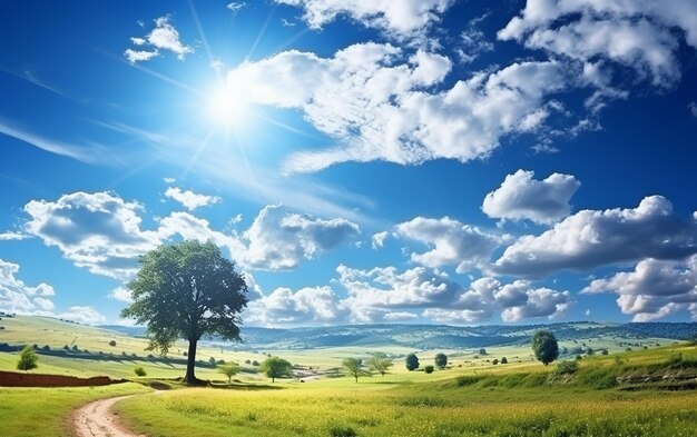 Under blue skies photo of the beauty of a natural landscape a serene scene captured in nature