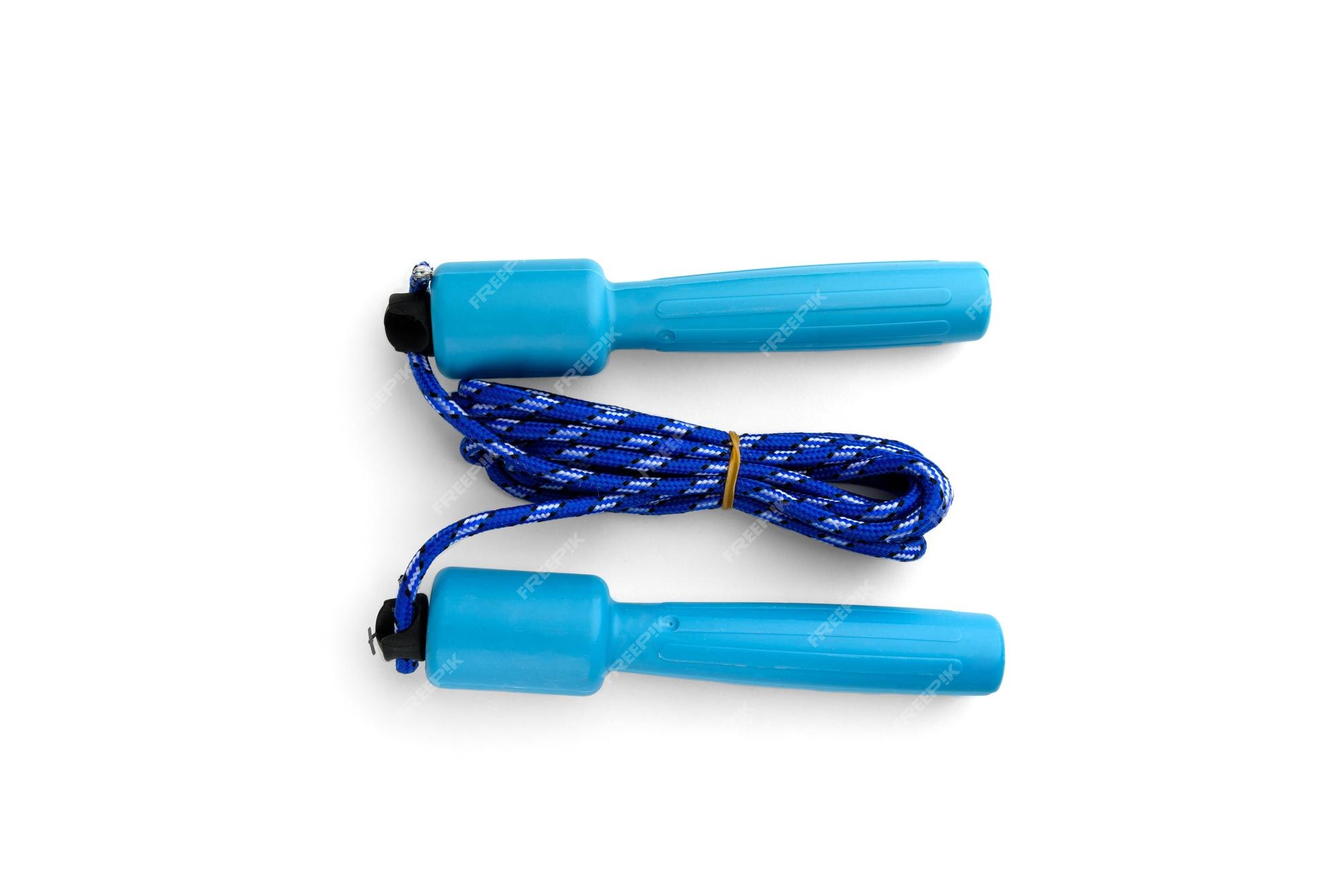 Premium Photo | Blue skipping rope isolated on white background