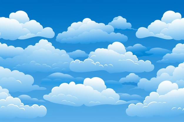 Фото Голубое небо и облака бесшовный векторный фон