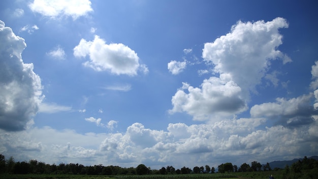 写真 青い空と白い雲が通過する 青い空と動く白い空