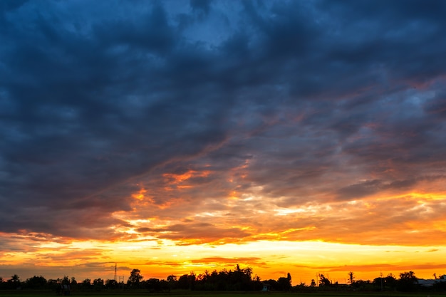 blue sky background texture with white clouds sunset.