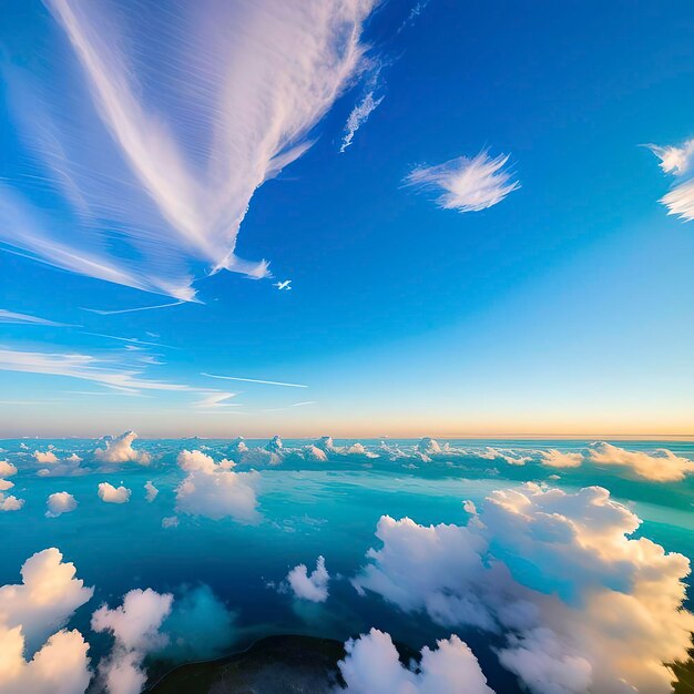 写真 雲の青い空の背景