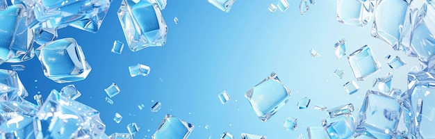 Photo a blue sky background with ice cubes