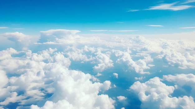 작은 구름 파노라마가 있는 푸른 하늘 배경 Generative AI 일러스트레이터