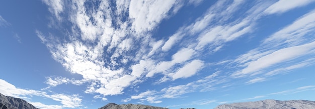 Blue sky background with tiny clouds panorama