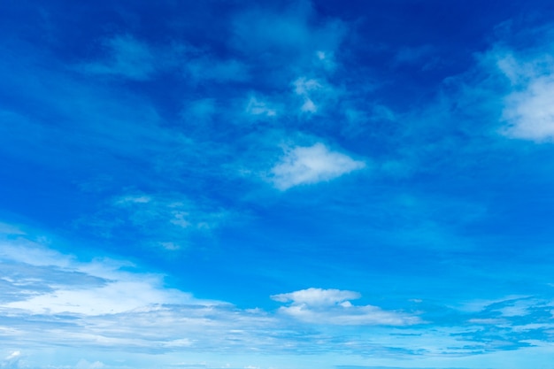 小さな雲と青い空の背景。