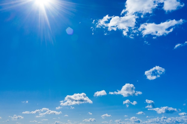 Blue sky background with tiny clouds